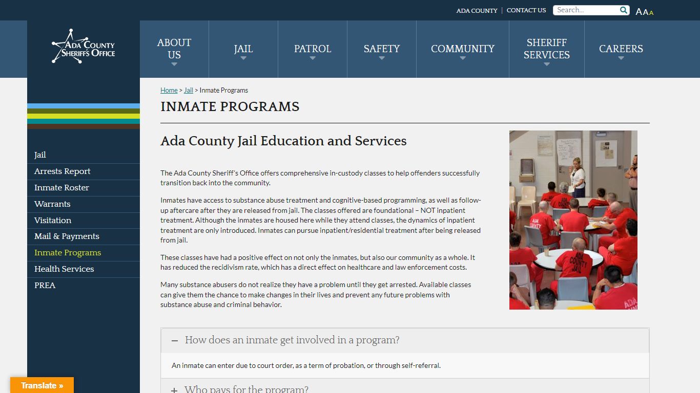 Inmate Programs - Ada County Sheriff